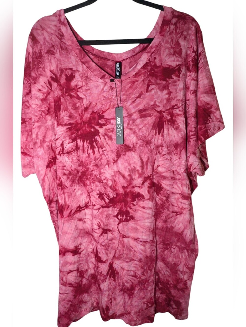 Lock & Love Pink Magenta Tie Dye Dolman Sleeve Tunic Top NWT XXL